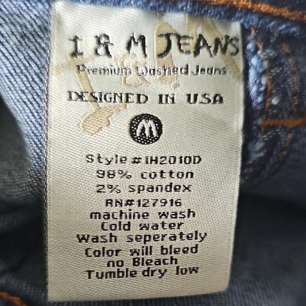 I & M Jeans Button Front Mini  Blue Denim Jean Stretch Skirt No Slit Medium